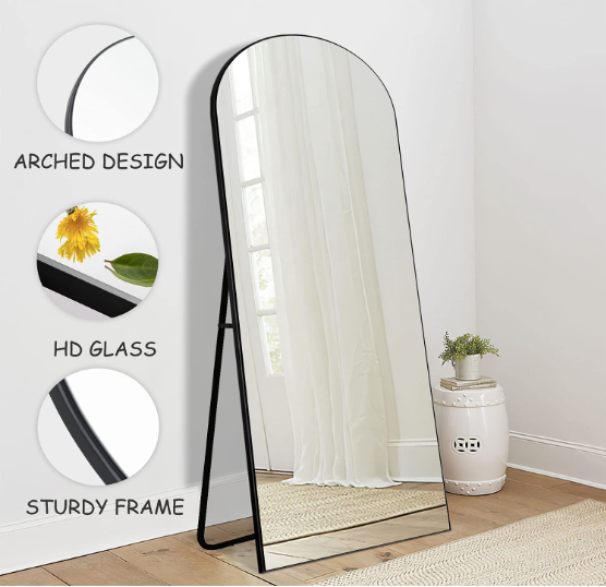 Black Arch Shaped HD Mirror 22X65inch