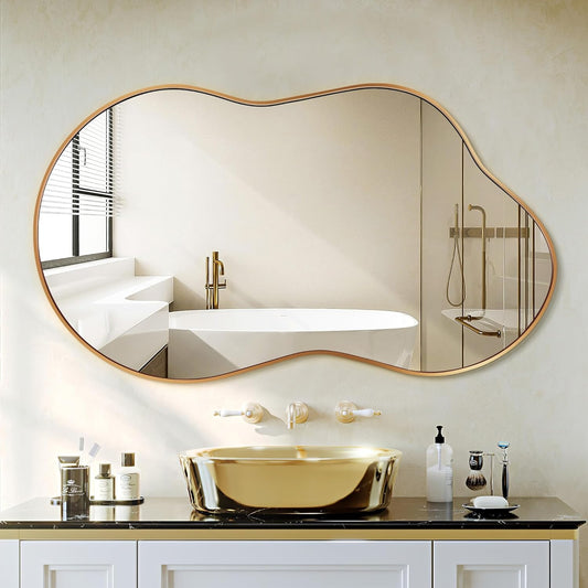 Designer Gold Wall Mirror|Irregular shape Mirrors